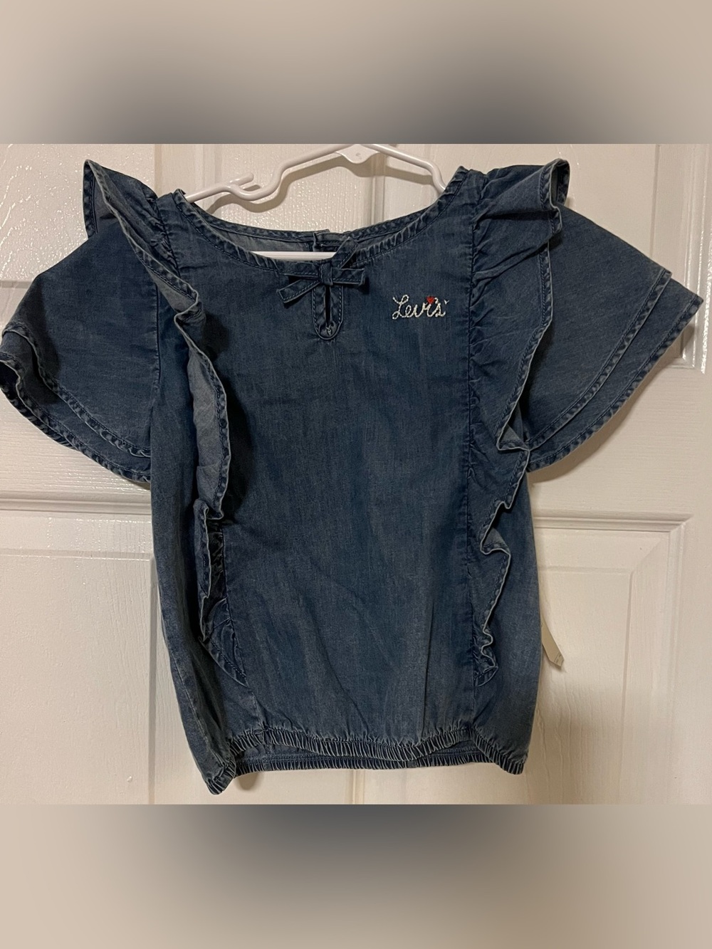Levi's Little Girls Dark Blue Denim Ruffle Top